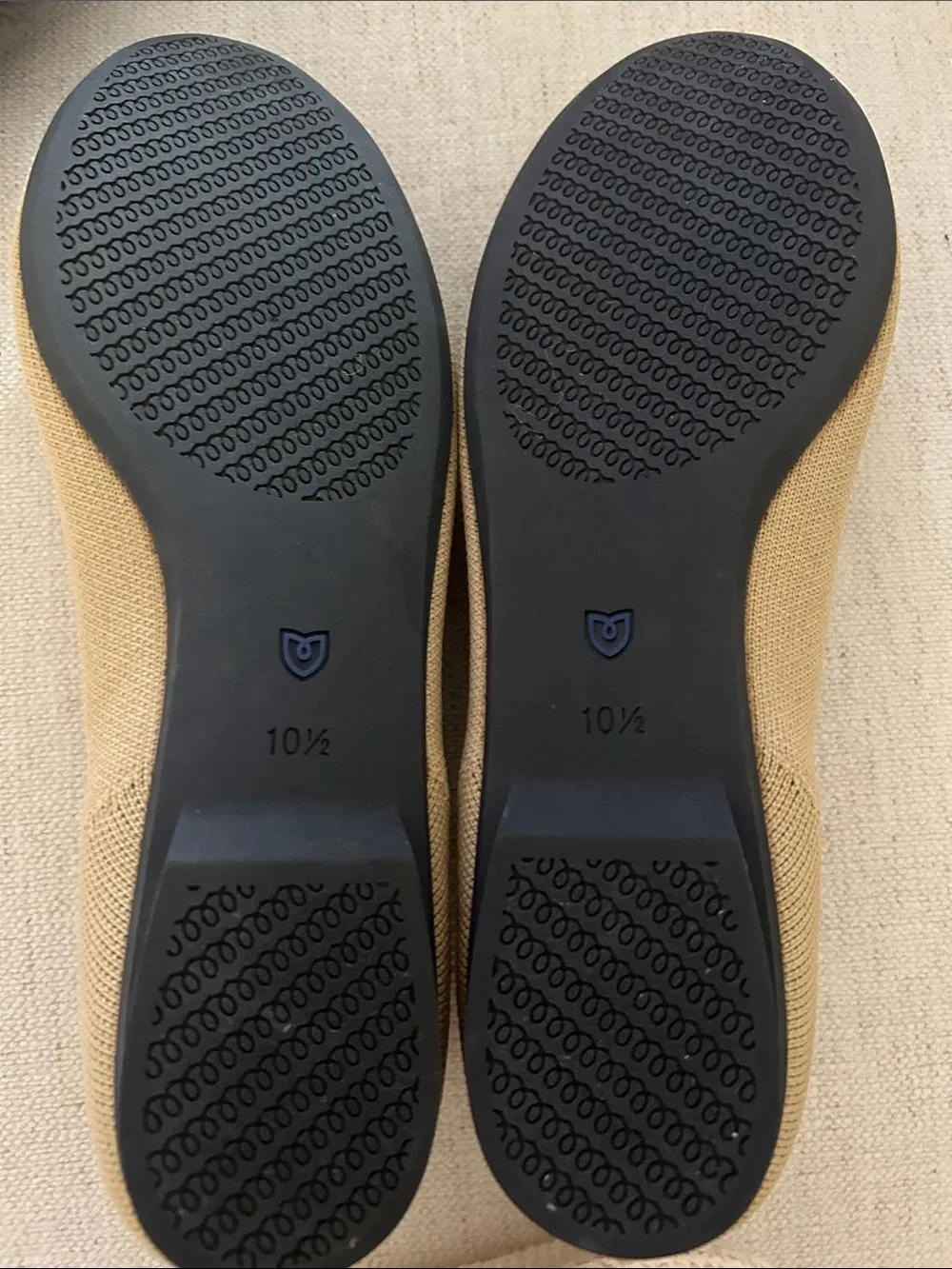 Rothy's Ballet Flats In Beige & Black, Size 10.5, NWOT display pair